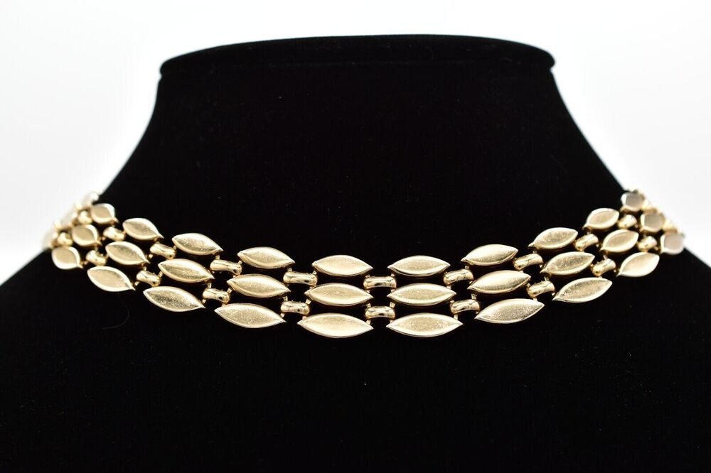 Monet Vintage Lariat Choker Necklace Heavy Chain Gold Tone Signed 1940s Bin3B